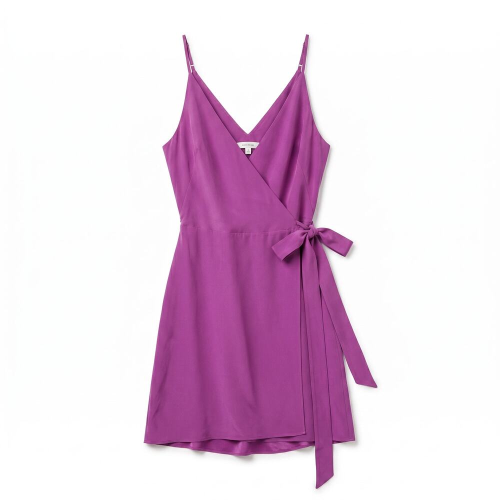 Amanda Uprichard Violet Orchid 100% Silk Wrap Mini Dress | Side Tie Wrap Dress